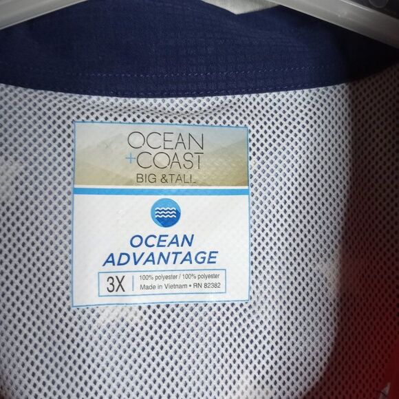 Ocean Coast Shirt Men's 3XL Patriotic Red White & Blue Button Down Short Sleeve - Picture 9 of 9